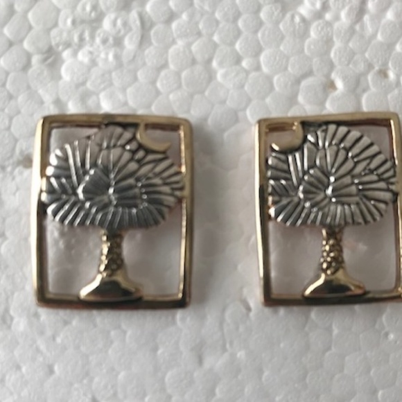 Palm tree Moon Earrings Open Cut Design Retro - Picture 6 of 8